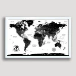 Black & White Push Pin World Map - Image 6