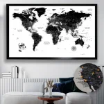 Black & White Push Pin World Map - Image 3