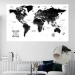 Black & White Push Pin World Map - Image 5