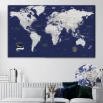 Blue & Gold Push Pin World Map - Image 4