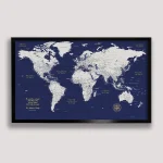 Blue & Gold Push Pin World Map - Image 6