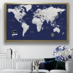 Blue & Gold Push Pin World Map - Image 3