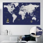 Blue & Gold Push Pin World Map - Image 5