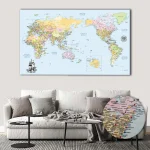 Pacific-Centered Push Pin World Map