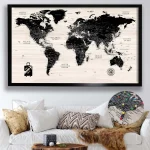 Modern Wood World Map with Push Pins - Image 3