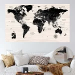 Modern Wood World Map with Push Pins - Image 2