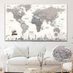 Monuments Push Pin World Map