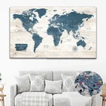 Rustic World Map with Push Pins - Image 4