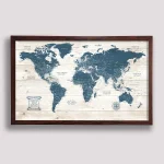 Rustic World Map with Push Pins - Image 6