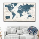 Rustic World Map with Push Pins