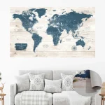 Rustic World Map with Push Pins - Image 5