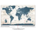 Rustic World Map with Push Pins - Image 7