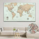 Brown Push Pin World Map - Image 4