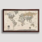 Vintage World Map with Push Pins - Image 5