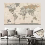 Vintage World Map with Push Pins - Image 9