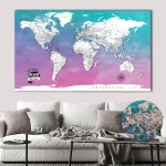 WaterColor Push Pin World Map
