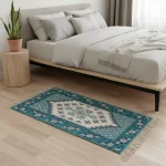Blue Sheep-Wool Bedside Carpet - Image 4