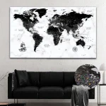 Black Marble World Map with Push Pins - Image 5