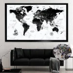 Black Marble World Map with Push Pins - Image 3