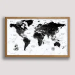 Black Marble World Map with Push Pins - Image 6