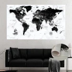 Black Marble World Map with Push Pins - Image 2