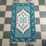 Blue Sheep-Wool Bedside Carpet