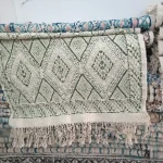 Green Sheep Wool Bedside Carpet