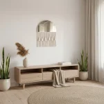 Half-Circle Mirror 50 cm with Macramé Wall Hanging - Image 4