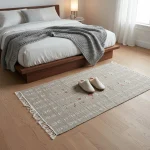 Gray Camel Wool Bedside Carpet - Image 4