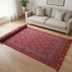 Handcrafted Red Wool Carpet - Image 3