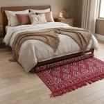 Handcrafted Red Wool Carpet - Image 4