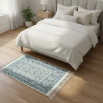 Blue Sheep Wool Bedside Carpet - Image 3