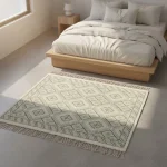 Green Sheep Wool Bedside Carpet - Image 3