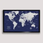 Navy Blue World Map with Push Pins - Image 6