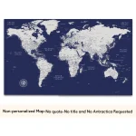 Navy Blue World Map with Push Pins - Image 12