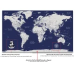 Navy Blue World Map with Push Pins - Image 7
