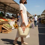 Straw and Leather Bag - Image 4