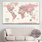 Pink Push Pin World Map - Image 4