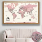 Pink Push Pin World Map - Image 3