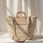 Straw and Leather Handbag