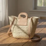 Straw and Leather Handbag - Image 3