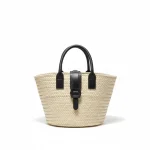 Straw and Leather Handbag - Image 3