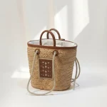 Straw and Leather Handbag