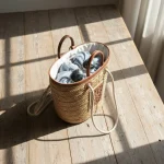 Straw and Leather Handbag - Image 3