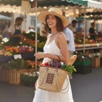 Straw and Leather Handbag - Image 4