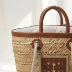 Straw and Leather Handbag - Image 5