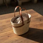 Straw and Leather Handbag - Image 3
