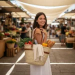 Straw and Leather Handbag - Image 4