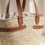 Straw and Leather Handbag - Image 5