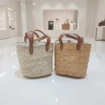 Straw and Leather Handbag